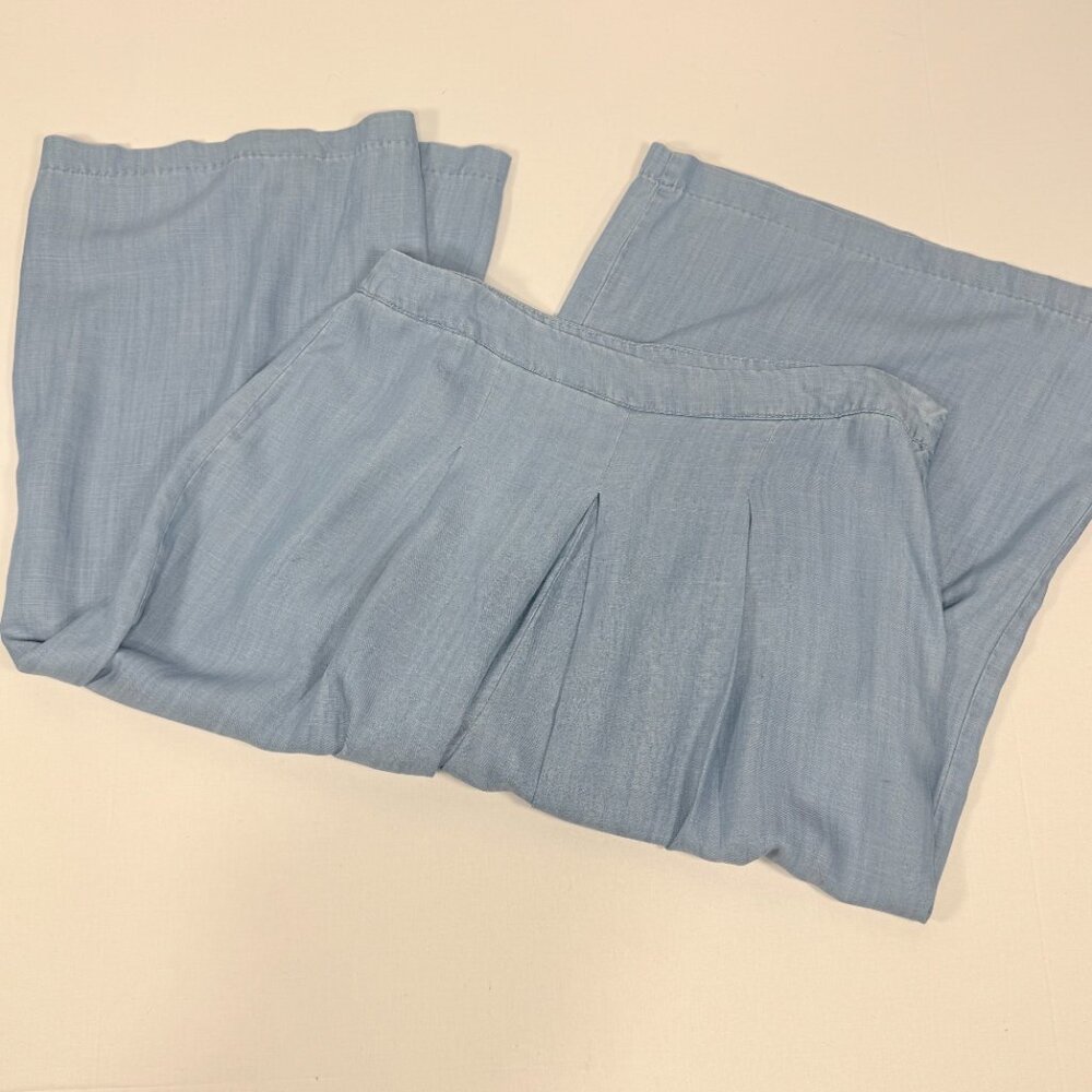 Gaucho Rachel Roy Blue Lyocell Wide Leg Crop Pant Size 32